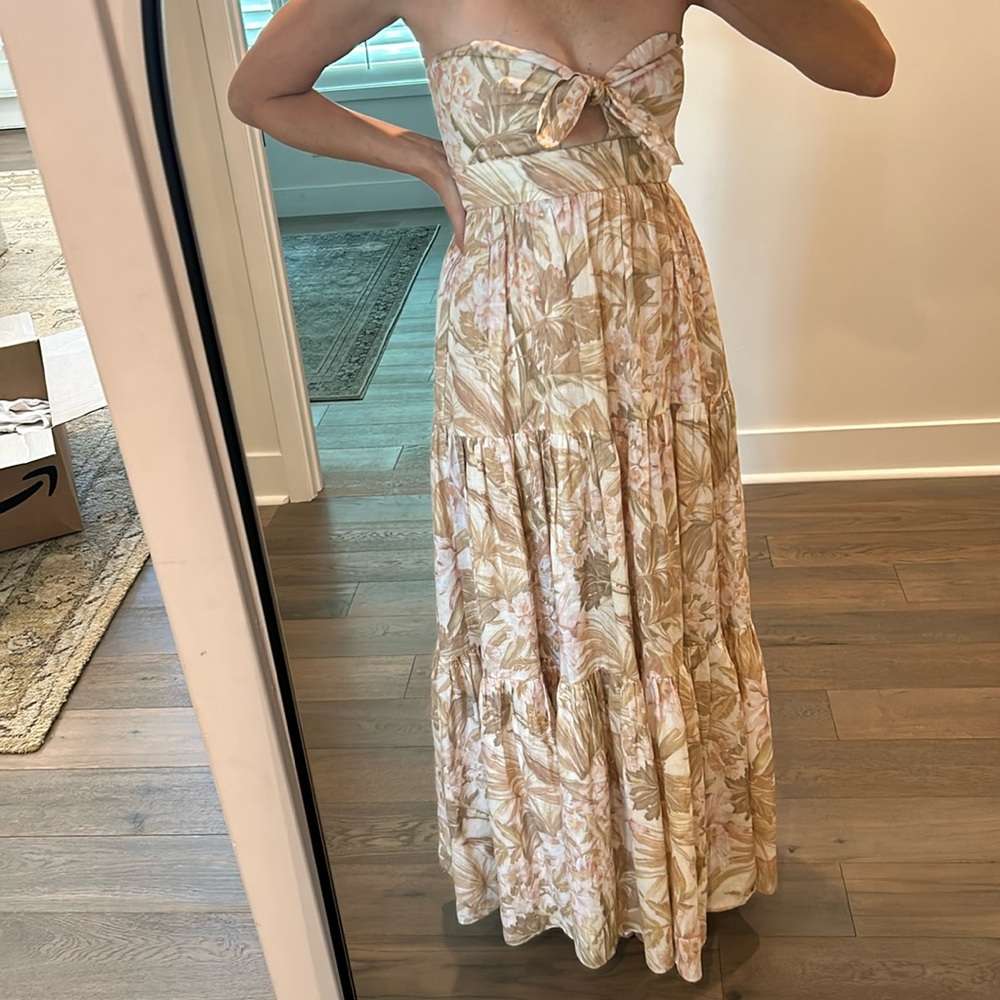 Zimmerman maxi strapless floral dress size 0